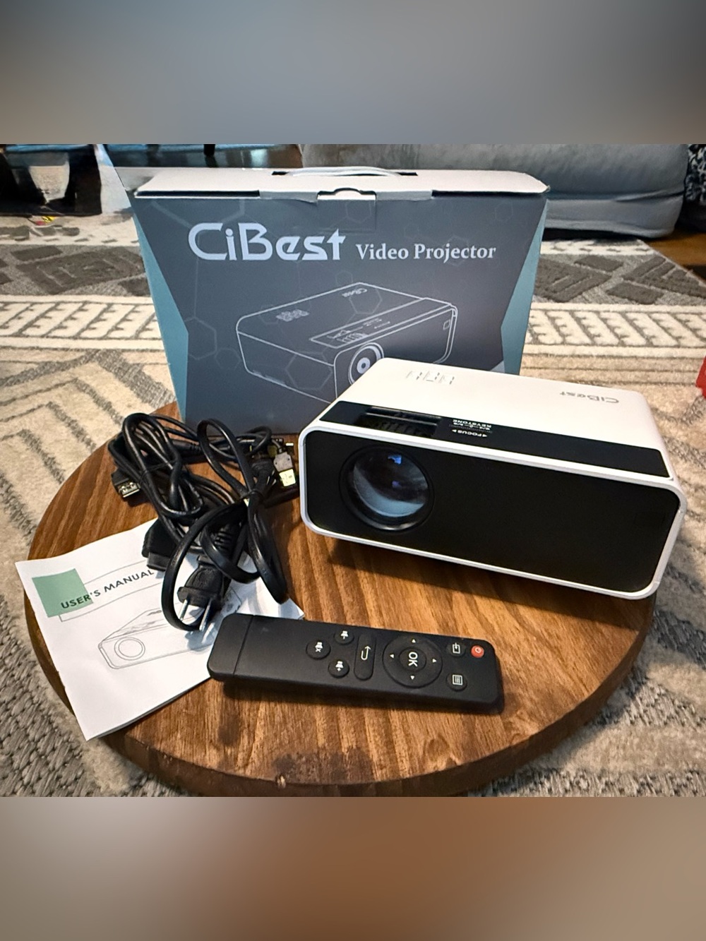 CiBest Portable Video Projector in White and Black